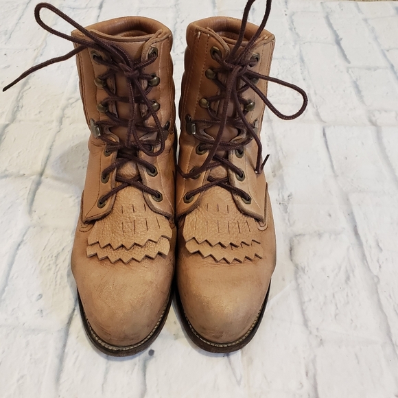 Justin Boots lace up boots size 6½ made in USA - Picture 2 of 15